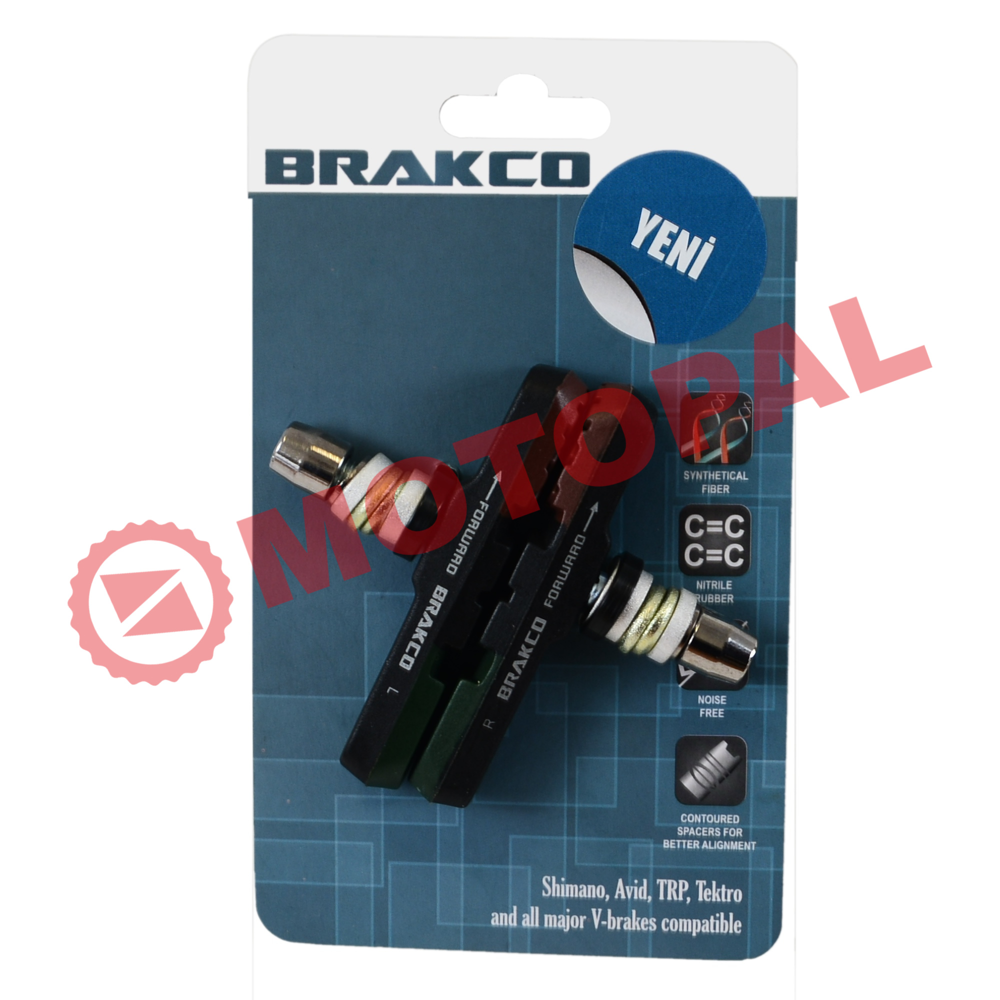 V BRAKE FREN PABUCU - ASİMETRİK - 3 RENKLİ [72 mm] BRAKCO  TAIWAN