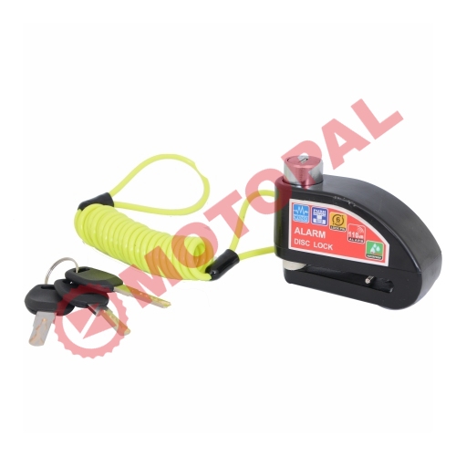 DİSK KİLİT - DÜZ ANAHTARLI - ALARMLI [SİYAH] [İP DAHİL 120CM]