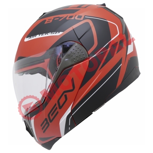 BEON- ÇENE AÇILIR VİZÖRLÜ KASK [B700] [KIRMIZI - SİYAH] [AIR TEK] [L]