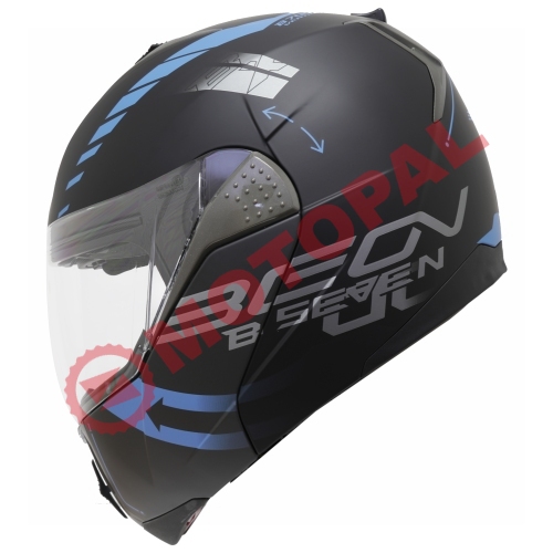 BEON- ÇENE AÇILIR VİZÖRLÜ KASK [B700] [SİYAH - MAVİ] [VERTİGO] [S]