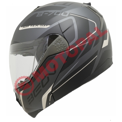BEON- ÇENE AÇILIR VİZÖRLÜ KASK [B700] [SİYAH - KREM] [AIR TEK] [L]
