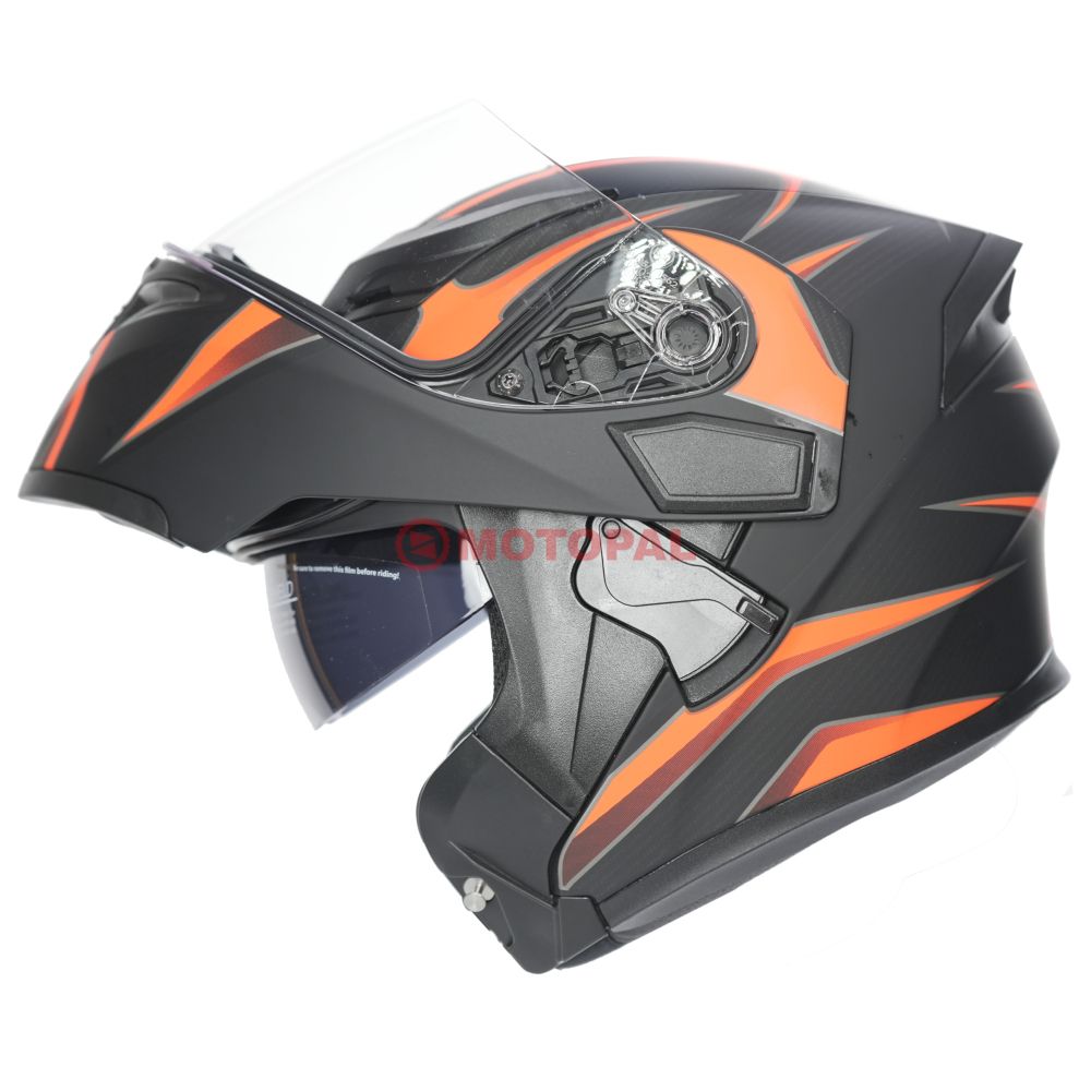 KC-ÇENE AÇILIR VİZÖRLÜ KASK [KC902] SİYAH - KIRMIZI [L] E BELGELİ