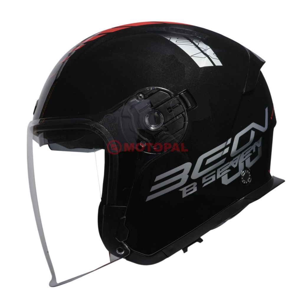 BEON- ÇENESİZ VİZÖRLÜ YAZLIK KASK [B203] [SİYAH-KIRMIZI] [XXL]